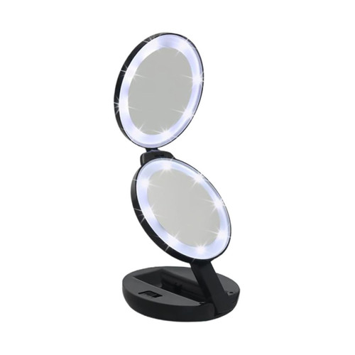 balacoo 1pc Three Fold Makeup Mirror Folding Led Mirror Folding Cosmetic Mirror Portable Folding Mirror Travel Portable Compact Makeup Mirror Mini Mirror Small Woman Handheld Mirror Abs