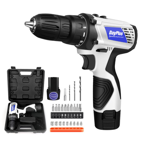 Home Cordless Drill Lightweight Drill, 600W Electric Handheld Drill, Powerful Lithium Ion Battery Pack, 12 Volts Power Drill Driver, DIY Accessory Kit, Blue