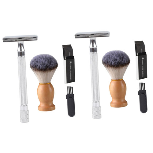 MAGICLULU 2 Sets Manual Shaver Razor Shaving Manual Razors for Men Trimmers for Beard Hair Sweep Brush Beard Razor