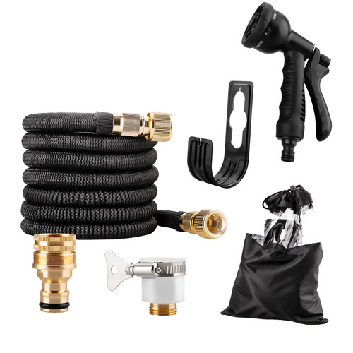 LIANGLIDE Garden Hose, Expandable Hose, Flexible Garden Hose with 8 Spray Nozzle, Lightweight No Kink Flexible Water Hose, Leakproof Lightweight Pipe for Watering Washing (7.5m)