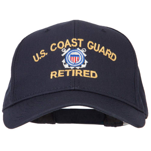 US Coast Guard Retired Logo Embroidered Solid Cotton Pro Style Cap - Navy OSFM