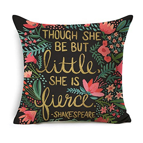Kithomer Inspirational Quotes with Arrow Home Decorative Pillowcase Throw Pillow Covers Cotton Linen Cushion Cover 18 x 18 Inches (Though SHE BE BUT Little SHE is Fierce, 18 x 18) Kithomer Inspirational Quotes with Arrow Home Decorative Pillowcase Throw Pillow Covers Cotton Linen Cushion Cover 18 x 18 Inches (Though SHE BE BUT Little SHE is Fierce, 18 x 18)