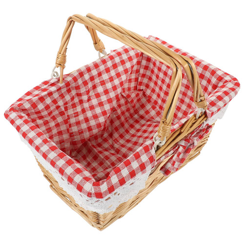 GATHINESS Picnic Basket Rattan Organizer Basket Petal Basket Straw Basket Rattan Baskets Easter Gift Basket Willow Woven Gift Candy Storage Basket Fruit and Vegetable Basket Wicker Cloth