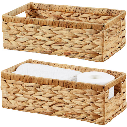 Small Wicker Storage Baskets, Vagusicc Water Hyacinth Wicker Baskets with handles, Small Wicker Baskets for Organizing Shelves, Toilet Paper Storage Basket for Toilet Tank Top, 2-Pack Small Wicker Storage Baskets, Vagusicc Water Hyacinth Wicker Baskets with handles, Small Wicker Baskets for Organizing Shelves, Toilet Paper Storage Basket for Toilet Tank Top, 2-Pack
