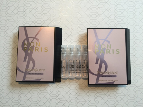 Yves Saint Laurent Mon Paris Eau De Toilette ~ Carded Sample Set of 4. 0.04 oz Each ~ 0.16 Oz Total