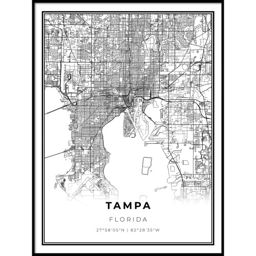 Skanndi Tampa Map Print, Florida FL USA Map Art Poster, Tampa Bay Area, Modern Wall Art, Street Map Artwork 11x14