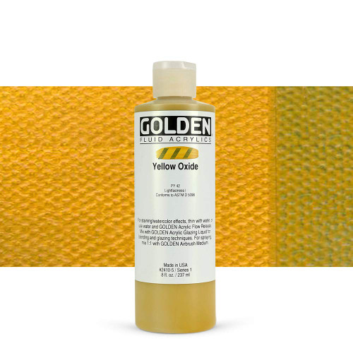 Golden Fluid Acrylics - Yellow Oxide 8 oz bottle