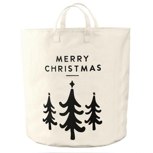 Santa Barbara Design Studio Tote Bags Large Cotton Canvas Laundry Bag with Waterproof Liner, 18" x 20", Merry Christmas