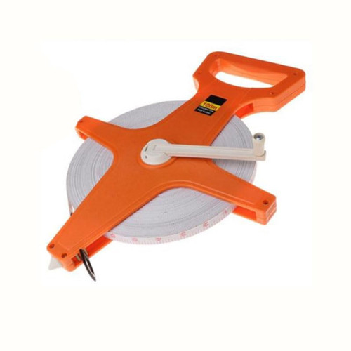 Manual Crank Tape Measure, Hand Crank Tape Measure with Spike Portable Plastic Frame Fiber Measuring Reel Retractable Hand Crank Tape Measure 12.5mm Width (100 Meters)