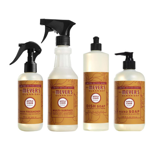 MRS. MEYER'S CLEAN DAY Variety, 1 Mrs. Meyer's Room Freshener, 8 OZ, 1 Mrs. Meyer's Liquid Dish Soap, 16 OZ, 1 Liquid Hand Soap,12.5 OZ, 1 Multi-Surface Cleaner 16 OZ, 1 CT (Apple Cider) MRS. MEYER'S CLEAN DAY Variety, 1 Mrs. Meyer's Room Freshener, 8 OZ, 1 Mrs. Meyer's Liquid Dish Soap, 16 OZ, 1 Liquid Hand Soap,12.5 OZ, 1 Multi-Surface Cleaner 16 OZ, 1 CT (Apple Cider)
