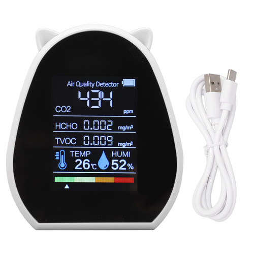 LANTRO JS High Accuracy CO2 Detector with Temp Humidity Testing,Air Quality Monitor for Carbon Dioxide, HCHO, TVOC,DC5V