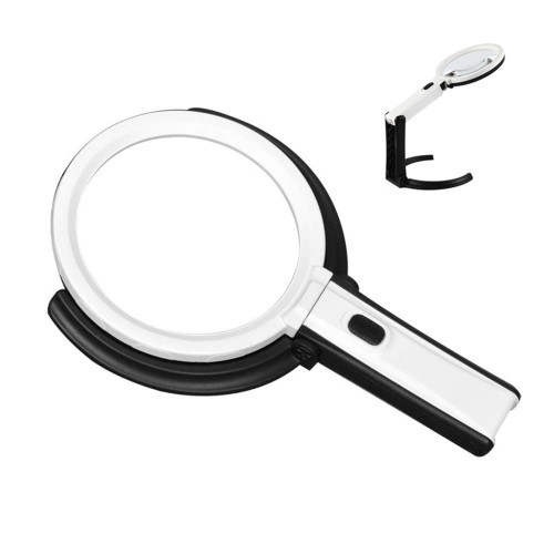 Magnifier Portable Handheld Desktop Magnifying Glass with 10 LED Lighted 2x5x Foldable Illuminated loupe for Reading Inspection Needlework Repair Hobby Crafts Electronic Equipment