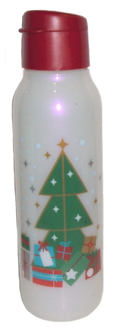 Tupperware Eco Sports Water Bottle Christmas Tree Design 25 oz Flip Top Cap
