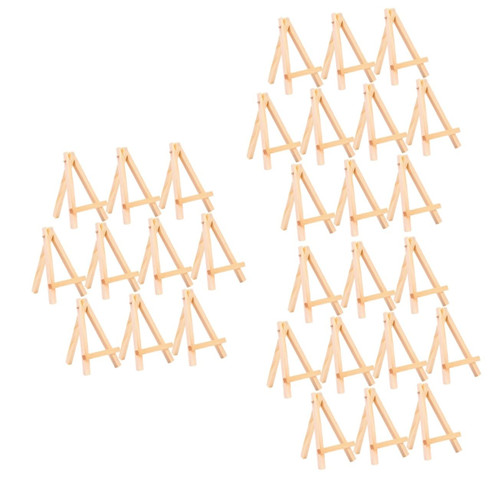 SEWACC 30 Pcs Craft Easel Stand Triangle Easel Small Easel Stand Mini Wooden Easel Wood Table Top Easel Mini Easels Kids Wood Painting Easels Child Small Wooden Frame Bamboo Photo Frame