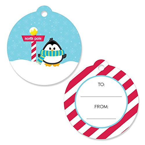 Holly Jolly Penguin - Holiday and Christmas to and from Favor Gift Tags (Set of 20)