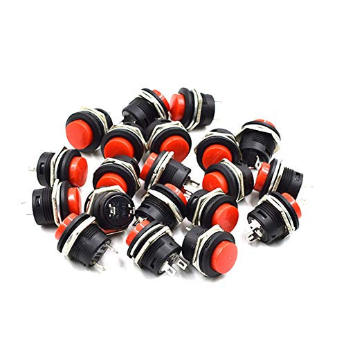 GooTon 2 Terminals AC 6Amp/125V 3Amp/250V SPST NO Momentary Push Button Switch 20Pcs