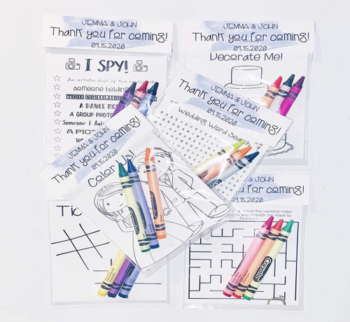 Wedding Kids Activity Book, Wedding Coloring Pages, Coloring, Maze, Word Search, I Spy, Crayons Included, Reception Favors, Childrens Kit