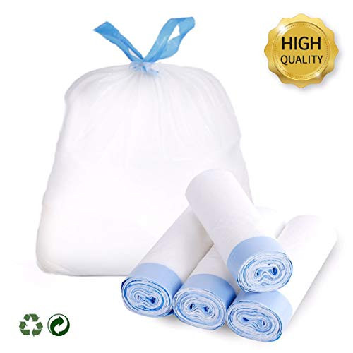 4 Gallon Small Strong Drawstring Trash Bags,Garbage Bags for Kitchen,Bathroom, Bedroom, Home, Office, Trash Cans - 60 Counts/4 Rolls