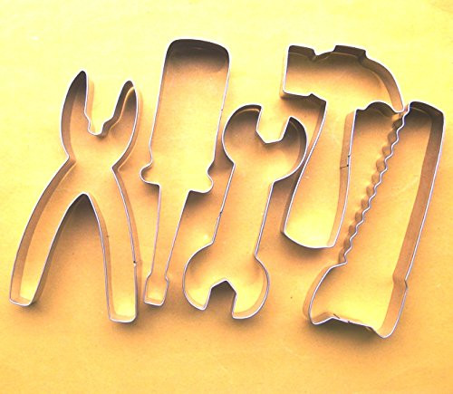 LAWMAN Construction Tools Cookie Cutter Hammer Spanner Pliers Saw Screw-Driver Fondant Biscuit Baking 5 pcs Set