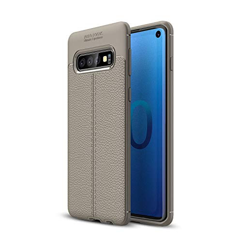 CruzerLite Galaxy S10 Case, Flexible Slim Case with Leather Texture Grip Pattern and Shock Absorption TPU Cover for Samsung Galaxy S10 (Gray)