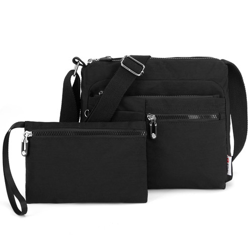 ETidy Crossbody Bag For Women Waterproof Lightweight Casual Shoulder Handbag Purse Bookbag (Black upgrade)