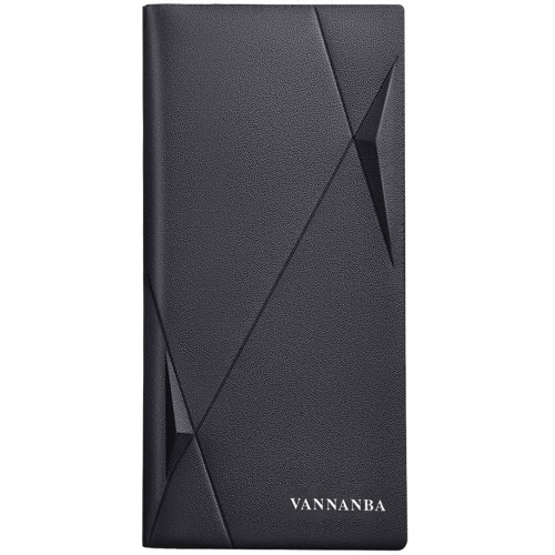VANNANBA Long Slim Wallet for Men RFID Blocking Leather Checkbook Wallet,Thin Bifold Credit Card Holder with ID Window & Gift Box(Black)