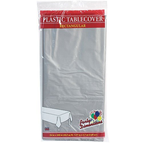 Plastic Party Tablecloths - Disposable, Rectangular Tablecovers - 4 Pack - Silver - By Party Dimensions