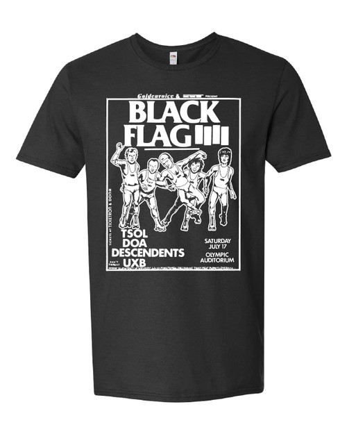 Black Flag Rare Vintage Concert Flyer T-Shirt (as1, Alpha, 3X_l, 4X_l, Regular, Regular, Black)