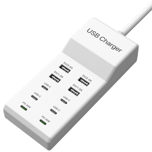 sccvee USB C Charging Station, 10 Ports USB C Charger Dock Desktop 100W Multi Port with PD Fast Charger, Compatible with iPhone 15/Pro/Pro Max/14/13/12/11/Samsung S23/S22/S21/Tablet/Watch/Headphones