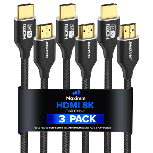 Maximm 8k Hdmi Cable 4ft,HDMI 2.1 Cable, Hdmi Cord Short Hdmi Cable 4 ft, Ultra High Speed Hdmi Cable, 8k 60 HZ (4 Ft, 3 Pack)