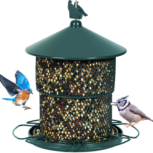 Mosloly Wild Bird Feeders Outside Hanging for Wild Birds, Large Metal Bird Feeders, Max 7Lbs Seed Capacity, Squirrel-Proof Mesh Tube Bird Feeder(Green) Mosloly Wild Bird Feeders Outside Hanging for Wild Birds, Large Metal Bird Feeders, Max 7Lbs Seed Capacity, Squirrel-Proof Mesh Tube Bird Feeder(Green)