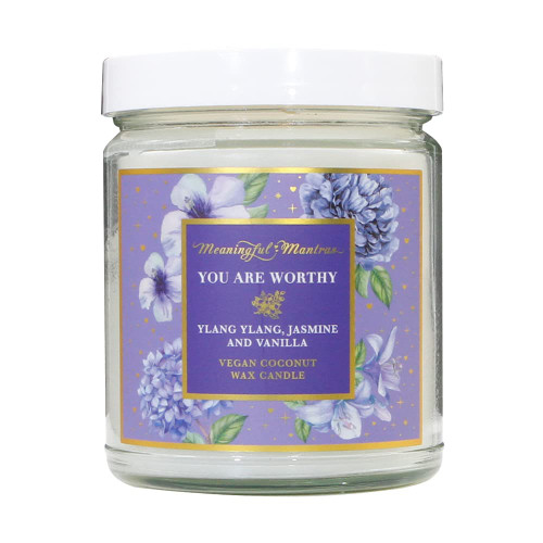 You are Worthy Ylang Ylang, Jasmine and Vanilla Aromatherapy Candle | 34 Hour Burn | Coconut Wax and Real Essential Oils | 8oz You are Worthy Ylang Ylang, Jasmine and Vanilla Aromatherapy Candle | 34 Hour Burn | Coconut Wax and Real Essential Oils | 8oz