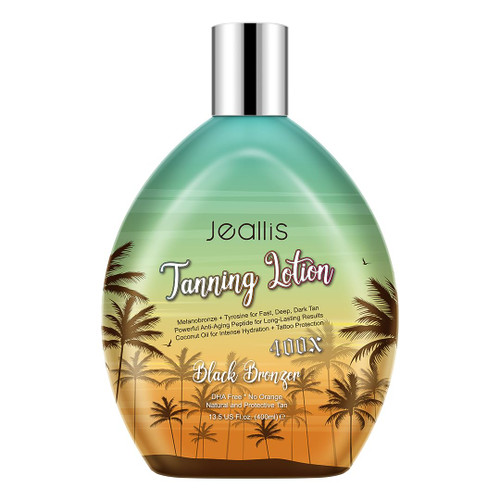 Jeallis Extreme Dark Tanning Lotion Accelerator for Indoor Tanning Beds & Outdoor Sun Tan with Bronzer to Get Dark Fast Tan, Bronzing Tanning Lotion w/Tattoo Protecting Formula, DHA Free, 13.5oz
