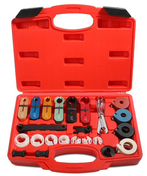 YAKEFLY 25pc Master Quick Disconnect Tool Kit,Fuel Line Disconnect Tools,Fuel Line Quick Disconnect Tool Master Set for Fuel Line Automotive Air Conditioner and Transmission Oil Cooler Line