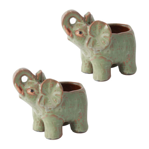 VINTORKY 2pcs Bonsai Pot Ceramic Flowerpot Mini Flower Containers Succulent Pots Ceramic Planter Succulent vase Ceramic pots Cute Animal Planter Ceramic Nursery pots Carved Flowers Cartoon