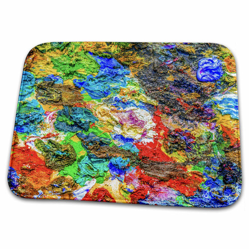 3dRose Colorful oil paint palette. All the rainbow colors present - Dish Drying Mats (ddm-270781-1)