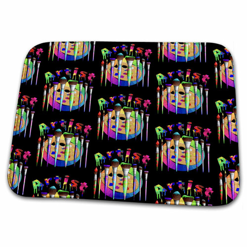 3dRose A colorful art design of an artist palette, art brushes,... - Dish Drying Mats (ddm-351571-1)