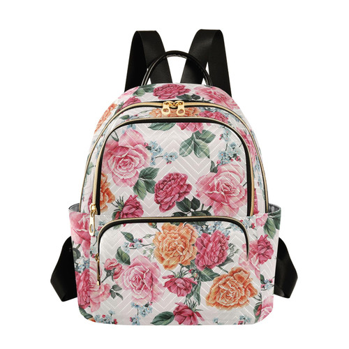 ALAZA Mini Backpack Purse for Women Lightweight Girls Small Size Watercolor Floral Rose Red School Teens College Traveling