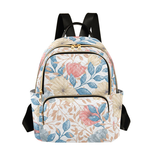 ALAZA Mini Backpack Purse for Women Lightweight Girls Small Size Watercolor Floral Leaves School Teens College Traveling