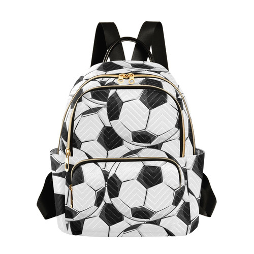 ALAZA Mini Backpack Purse for Women Lightweight Girls Small Size Soccer Black White School Teens College Traveling