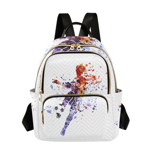 ALAZA Mini Backpack Purse for Women Lightweight Girls Small Size Silhouette Of Soccer Player School Teens College Traveling