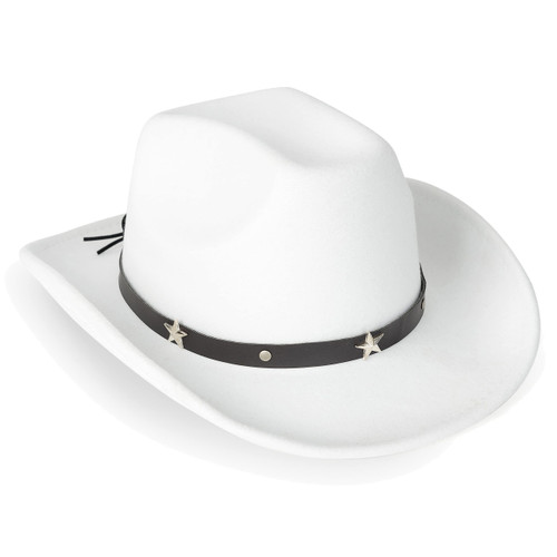Lisianthus Women Men Western Cowboy Cowgirl Hat Outdoor Felt Wide Brim Hat Star-White