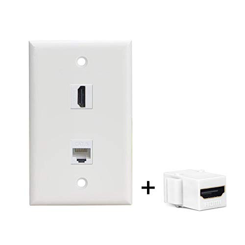 Hdmi Ethernet Wall Plate Faceplate, 4K HDMI RJ45 Cat6 Ethernet Face Plate Female to Female for HDTV