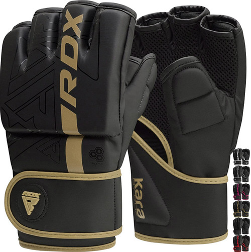 RDX MMA Gloves Grappling Sparring, Pre-Curved Mixed Martial Arts Mitts Men Women Boxing Gloves, Maya Hide Leather Kara Cage Fighting Workout, Combat Sports Training, Muay Thai, Punching Bag Kickboxing