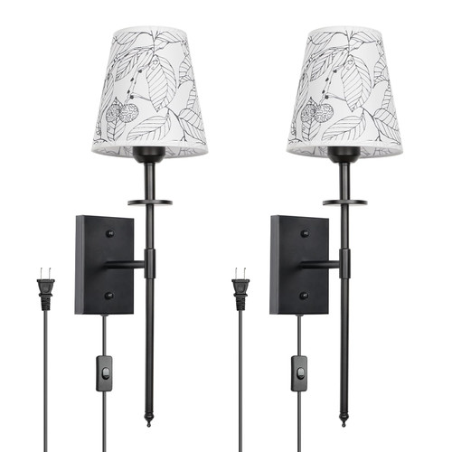 Frideko Plug in Wall Sconces Set of Two Wall Lamp with Plug in Cord Indoor Wall Light Fixtures with Flower Fabric Shade Wall Mounted Light Modern Sconces Wall Lighting for Bedroom Living Room Frideko Plug in Wall Sconces Set of Two Wall Lamp with Plug in Cord Indoor Wall Light Fixtures with Flower Fabric Shade Wall Mounted Light Modern Sconces Wall Lighting for Bedroom Living Room