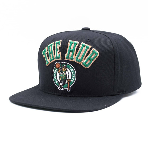 Mitchell & Ness Boston Celtics The Hub Snapback Adjustable Hat Cap - Black