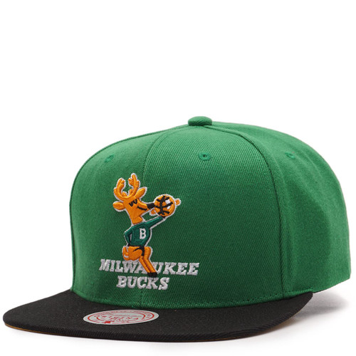 Mitchell & Ness Milwaukee Bucks Men's Adult Adjustable Snapback Cap Hat Green Black One Size
