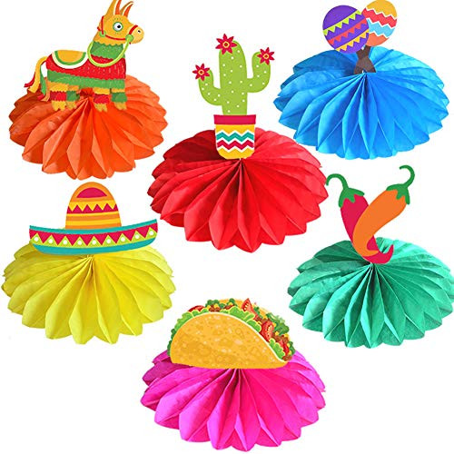 Cinco De Mayo Fiesta Party Table Decorations Taco Party Decor Cinco De Mayo 8" Mini Honeycomb Paper Fans Centerpiece for Baby Shower Birthday Party