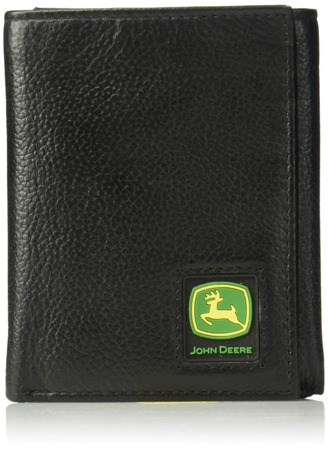 John Deere Men's Tri-Fold Wallet,Black,One Size