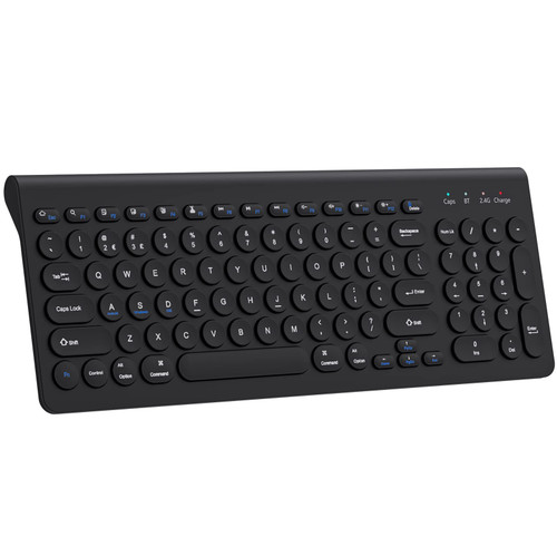 Wireless Bluetooth Keyboard, Dual Mode (Bluetooth + Wireless), Full Size Rechargeable Keyboard with Number Pad, Keyboard for Windows/iOS/Android, iPad/iPhone/Tablet/Mac/Computer/Laptop (Black)